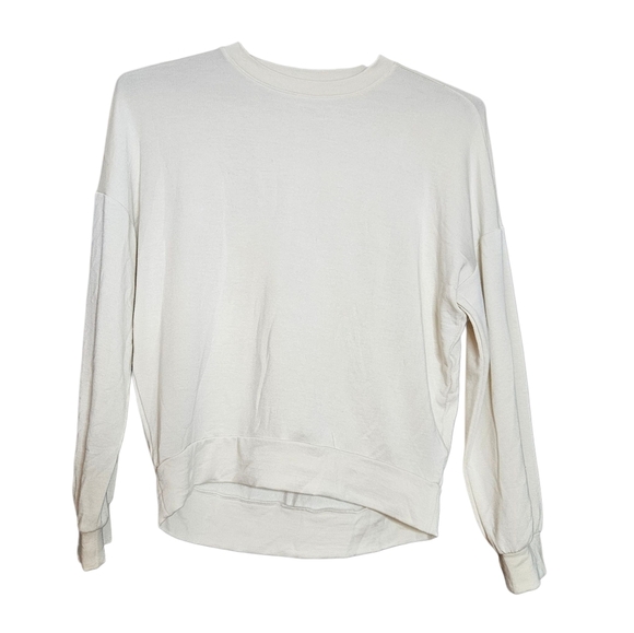 Calia by Carrie Underwood Oversized Cropped Crewneck Cream Sweatshirt XS - Picture 1 of 7